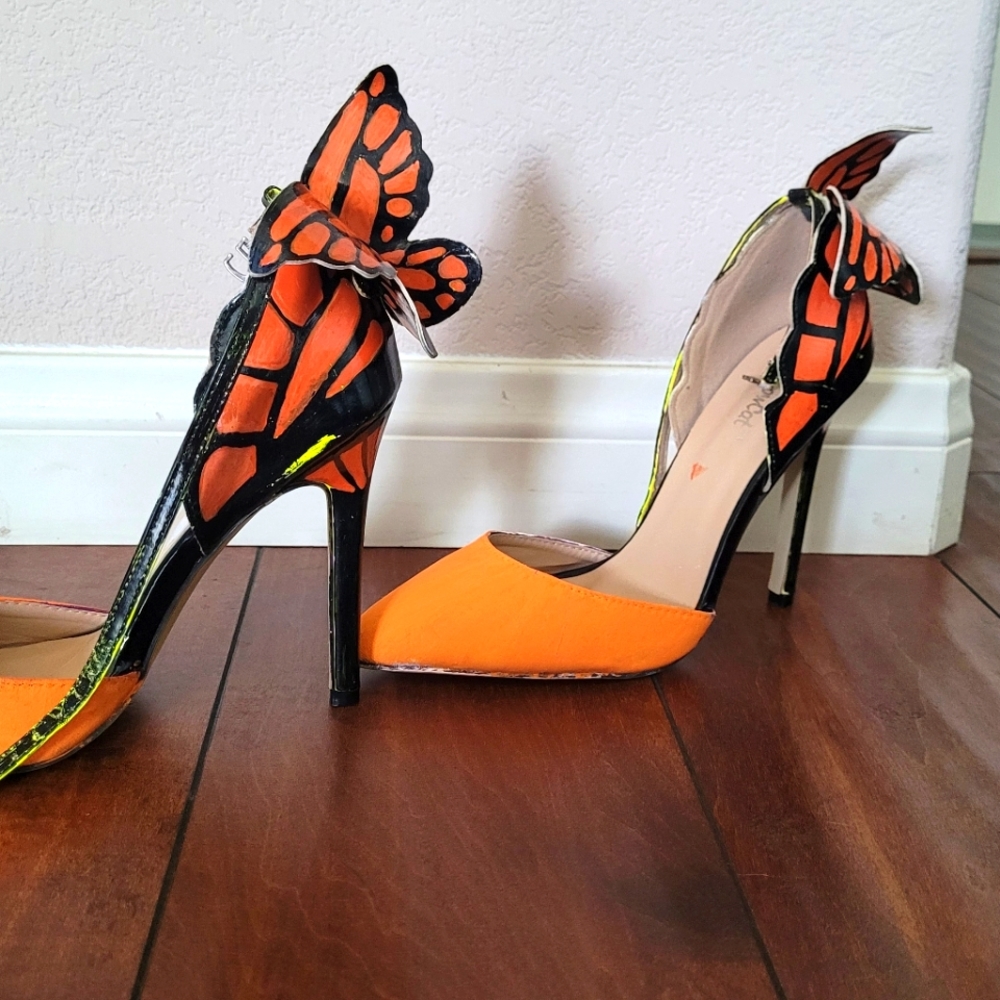 Orange butterfly heels